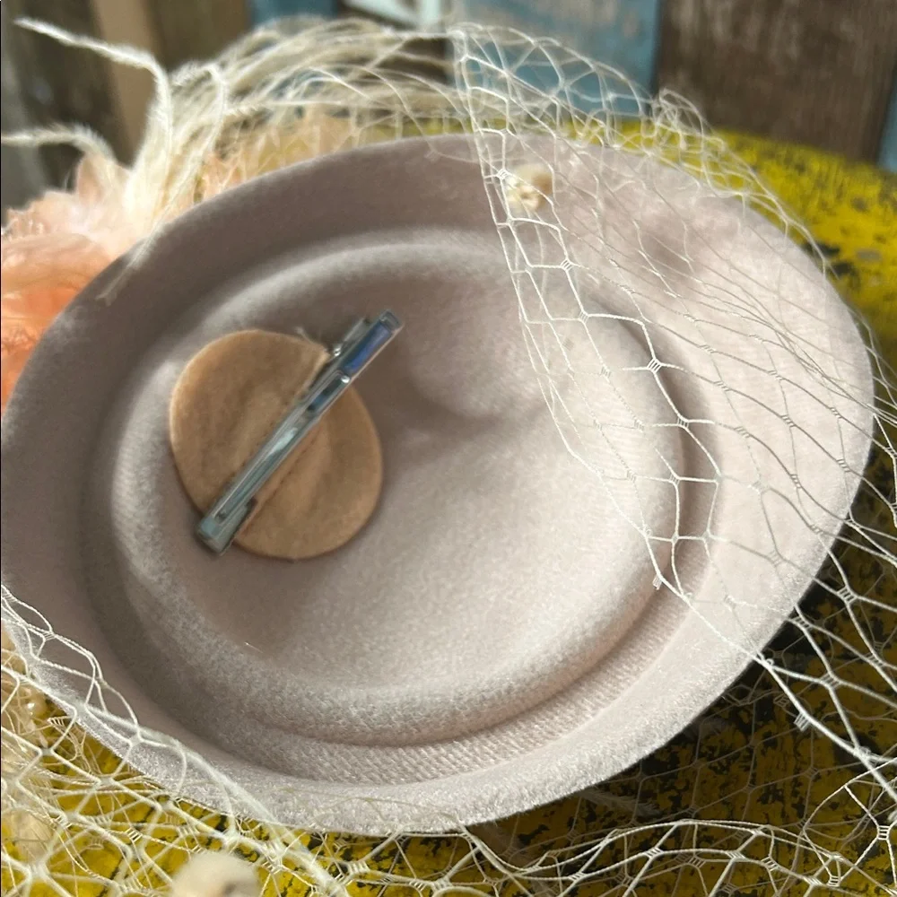 Chic Blush Feather Fascinator Headband - Picture 6 of 13